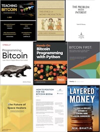 a collection of books about bitcoin