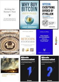 a collection of books about bitcoin