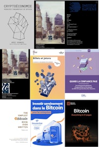 a collage of various bitcoin publications