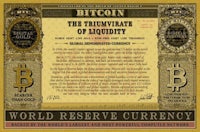 a bitcoin certificate with the words, world reserve currency