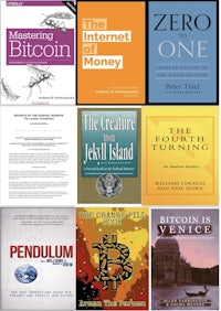 a collection of books on the internet of money