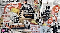 a collage of newspaper articles about bitcoin